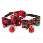 Christmas Cat Collar With Bell Cats Kitten Double Layer Bowknots  Pet Adjustable Kitten Christmas Pet Collar For Xmas Gift