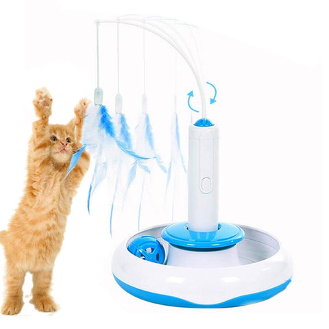 Electric Rotating Funny Cat Feather Stick Pet Toys Electric Rotary Feather Interactive Play Cat Funny Feather Toys Pet Supplies